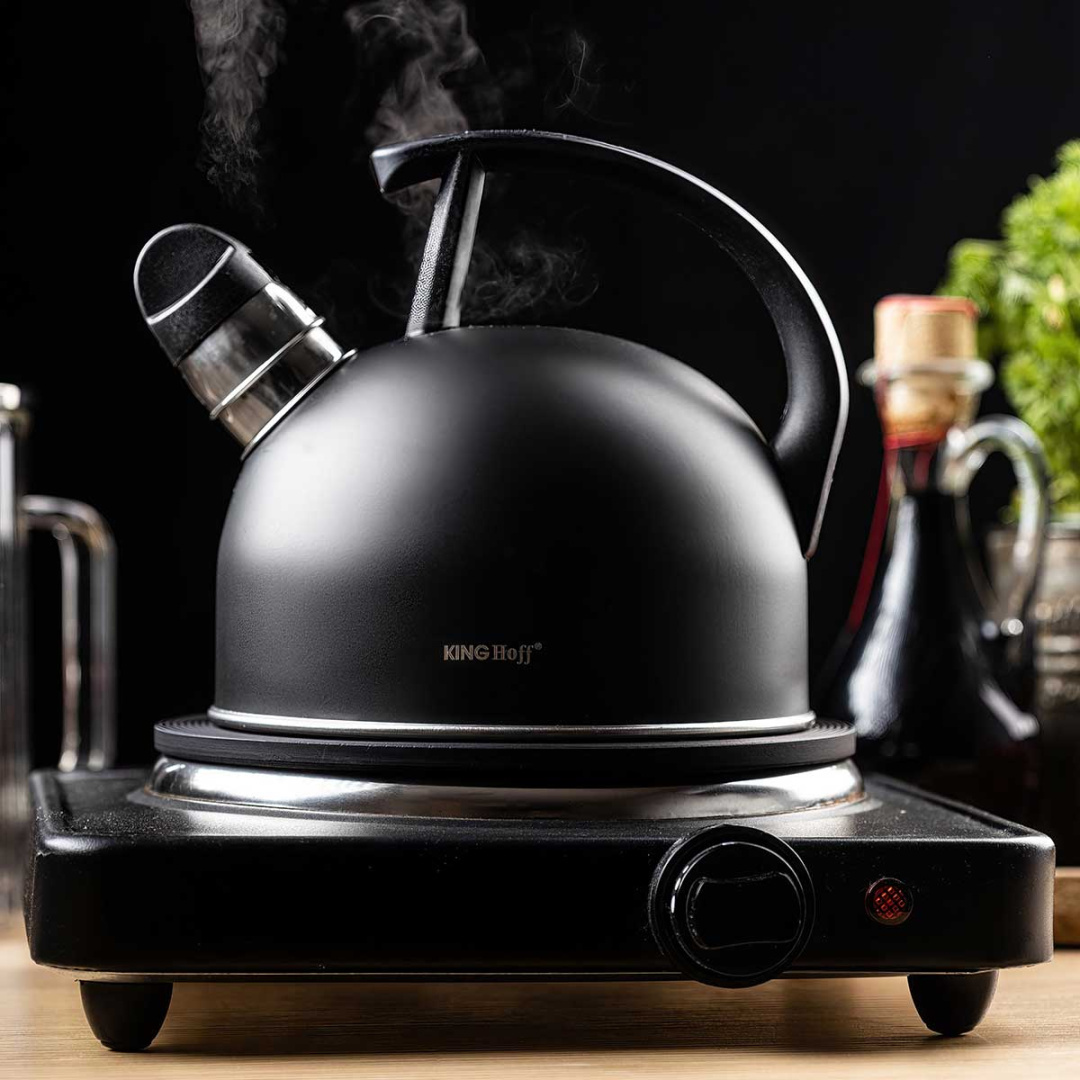 CZAJNIK 1,5L Z GWIZDKIEM KINGHOFF KH-1897 CZARNY MAT